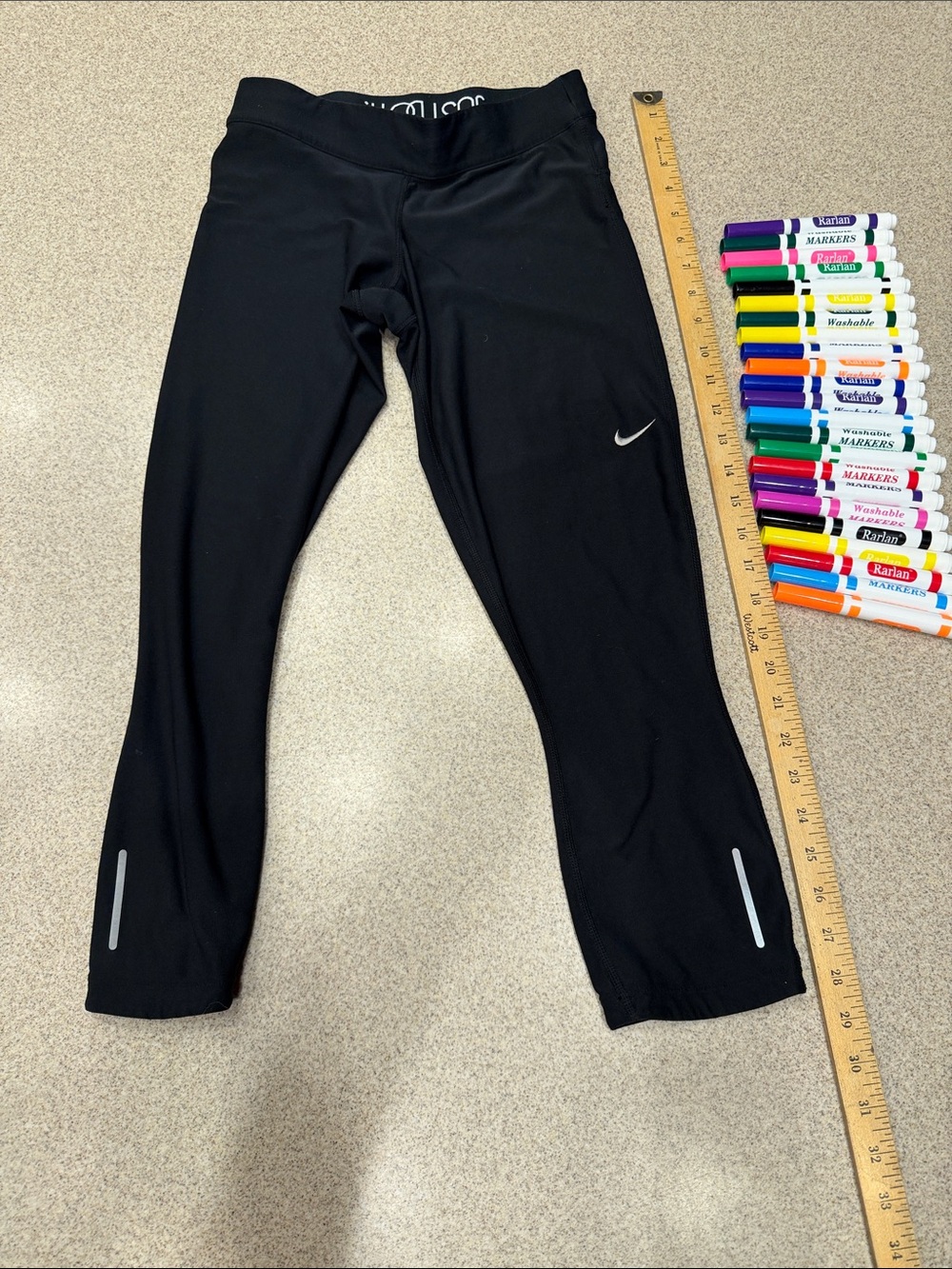 Nike Black Reflective Logo Athletic Leggings size S